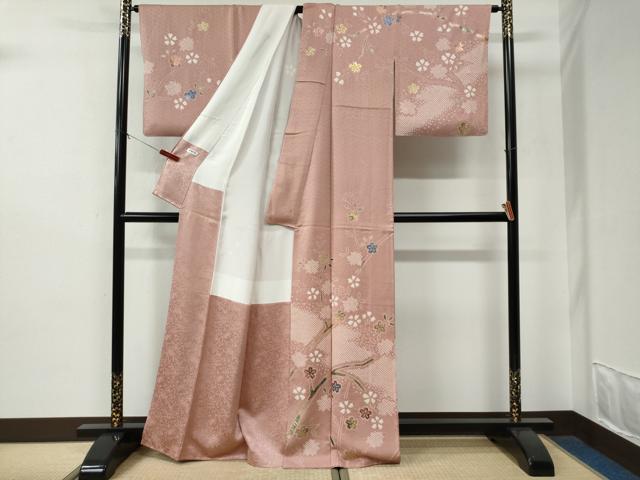 平和屋着物●訪問着　絞り　舞桜文　金彩　正絹　逸品　CABE2990yc