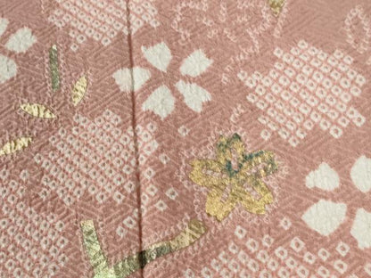 平和屋着物●訪問着　絞り　舞桜文　金彩　正絹　逸品　CABE2990yc