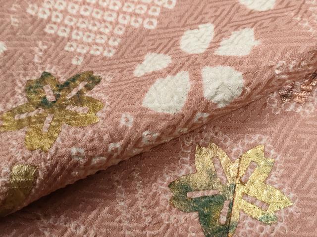 平和屋着物●訪問着　絞り　舞桜文　金彩　正絹　逸品　CABE2990yc