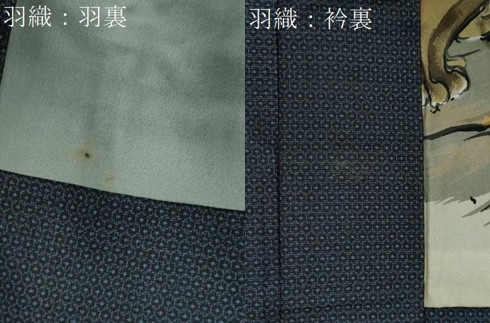平和屋着物●男性　本場大島紬　アンサンブル　80亀甲　総詰め　羽裏：虎　正絹　逸品　CABE2993yc