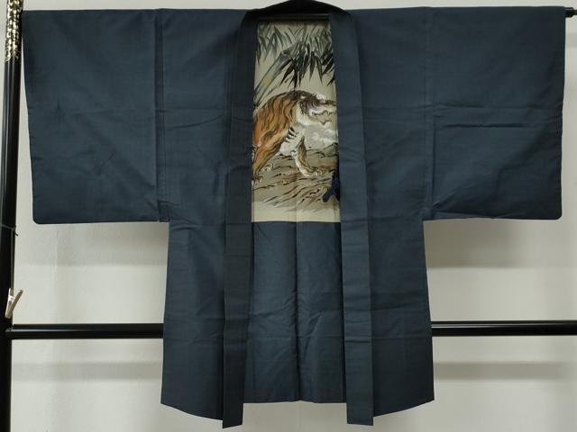 平和屋着物●男性　本場大島紬　アンサンブル　80亀甲　総詰め　羽裏：虎　正絹　逸品　CABE2993yc