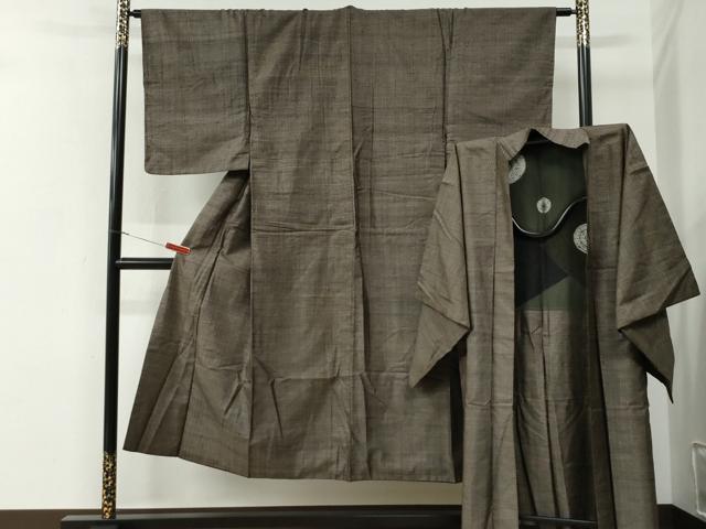 平和屋着物●男性　紬　アンサンブル　吉祥文　正絹　逸品　CABE2995yc