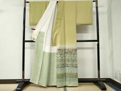 平和屋着物●染織工芸作家　京手描友禅　田村信之　色留袖　横段狩猟動物吉祥文　暈し染め　金彩　正絹　逸品　CABE3003yc