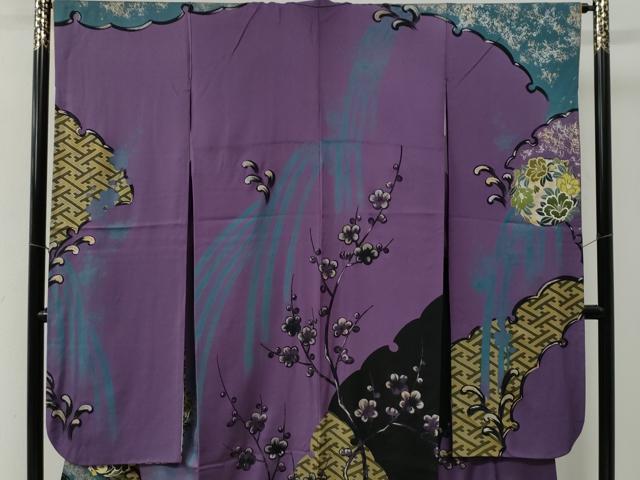 平和屋着物●世界的ファッションデザイナー　山本寛斎　kansaiブランド　振袖　刺繍　雪輪吉祥花文　金彩　正絹　逸品　CABE3009yc