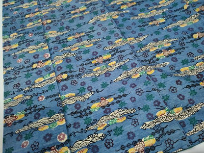 平和屋着物●上質な紬　紅型　竜田川舞桜文　胴抜き仕立て　正絹　逸品　CABE3011yc
