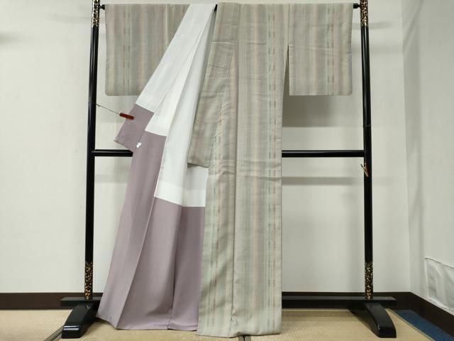 平和屋着物●結城紬　80亀甲　おく玉　飛び亀甲柄　霞文　証紙付き　正絹　逸品　CABE3012yc