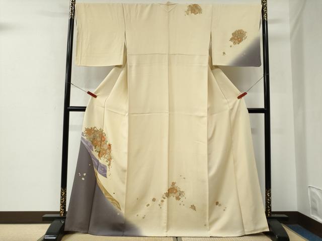 平和屋着物●訪問着　刺繍　熨斗草花文　暈し染め　正絹　逸品　CABE3020yc