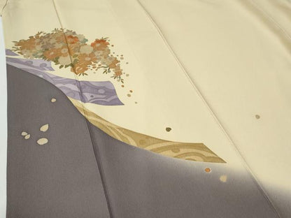 平和屋着物●訪問着　刺繍　熨斗草花文　暈し染め　正絹　逸品　CABE3020yc