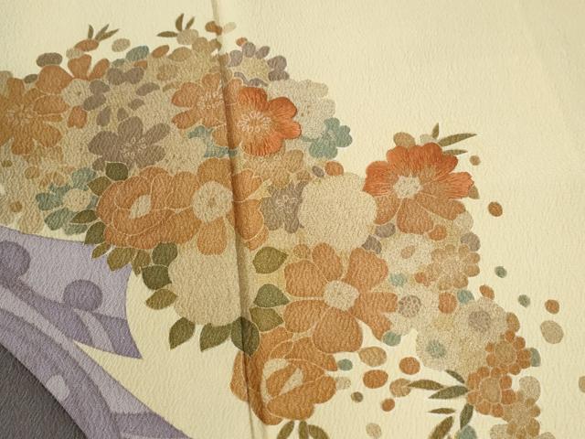 平和屋着物●訪問着　刺繍　熨斗草花文　暈し染め　正絹　逸品　CABE3020yc