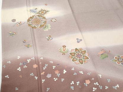 平和屋着物●豪華色留袖　駒刺繍　正倉院宝尽くし花文　暈し染め　金彩　ロング丈　正絹　逸品　CABE3021yc