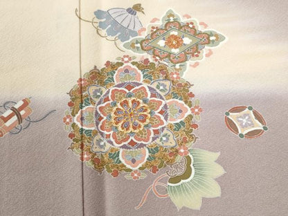 平和屋着物●豪華色留袖　駒刺繍　正倉院宝尽くし花文　暈し染め　金彩　ロング丈　正絹　逸品　CABE3021yc