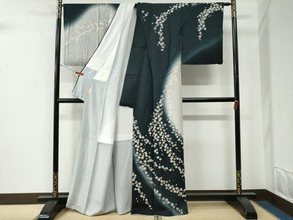 平和屋着物●訪問着　枝桜文　暈し染め　金彩　正絹　逸品　CABE3024yc