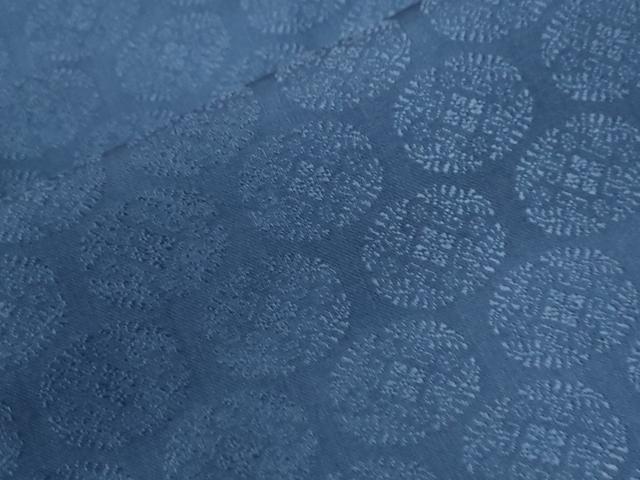 平和屋着物●上質な色無地　麹塵　花菱唐草丸地紋　深縹色　反端付き　正絹　逸品　CABE3026yc