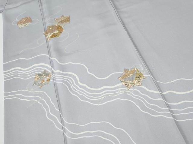 平和屋着物●訪問着　駒刺繍　駒羽二重　糸巻き吉祥花文　金彩　反端付き　正絹　逸品　CABE3027yc