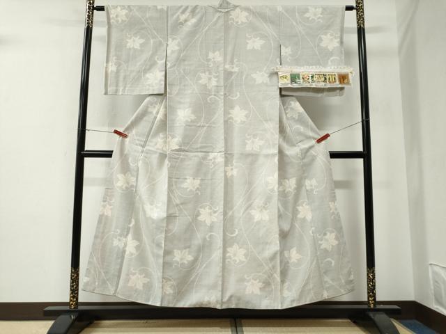 平和屋着物●本場真綿結城紬　100亀甲　花唐草文　証紙付き　正絹　逸品　CABE3033yc