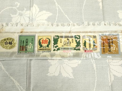 平和屋着物●本場真綿結城紬　100亀甲　花唐草文　証紙付き　正絹　逸品　CABE3033yc
