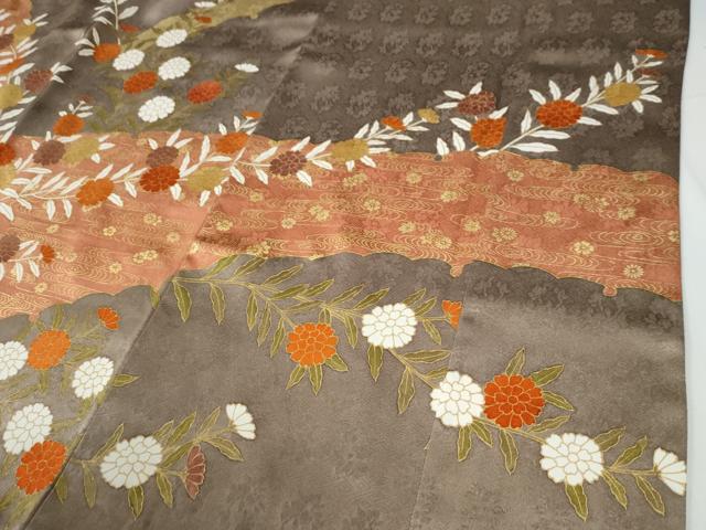 平和屋着物●訪問着　駒刺繍　竜田川枝菊文　金彩　鈴乃屋扱い　正絹　逸品　CABE3035yc