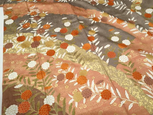 平和屋着物●訪問着　駒刺繍　竜田川枝菊文　金彩　鈴乃屋扱い　正絹　逸品　CABE3035yc