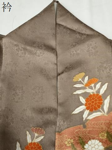 平和屋着物●訪問着　駒刺繍　竜田川枝菊文　金彩　鈴乃屋扱い　正絹　逸品　CABE3035yc