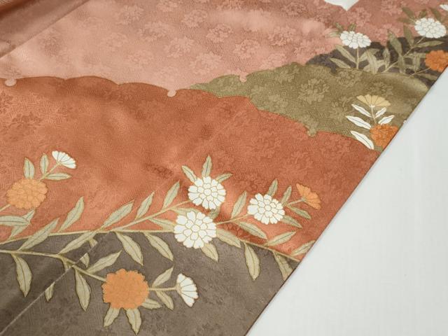 平和屋着物●訪問着　駒刺繍　竜田川枝菊文　金彩　鈴乃屋扱い　正絹　逸品　CABE3035yc