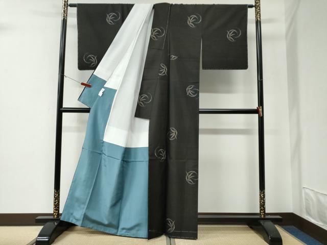 平和屋着物●本場大島紬　9マルキ　地空き　笹竹南天丸文　正絹　逸品　未使用　CABE3036yc