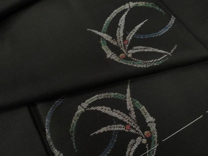 平和屋着物●本場大島紬　9マルキ　地空き　笹竹南天丸文　正絹　逸品　未使用　CABE3036yc