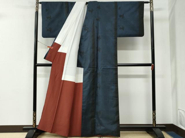 平和屋着物●都喜ヱ門　本場大島紬　7マルキ　泥染め　緑陰散策　藤絹織物謹製　証紙付き　正絹　逸品　CABE3040yc