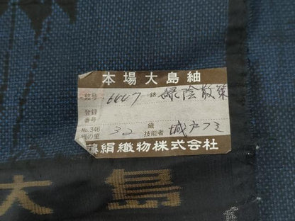 平和屋着物●都喜ヱ門　本場大島紬　7マルキ　泥染め　緑陰散策　藤絹織物謹製　証紙付き　正絹　逸品　CABE3040yc