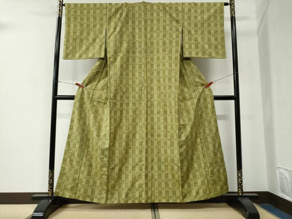 平和屋着物●上質な紬　花織　吉祥間道　正絹　逸品　CABE3041yc