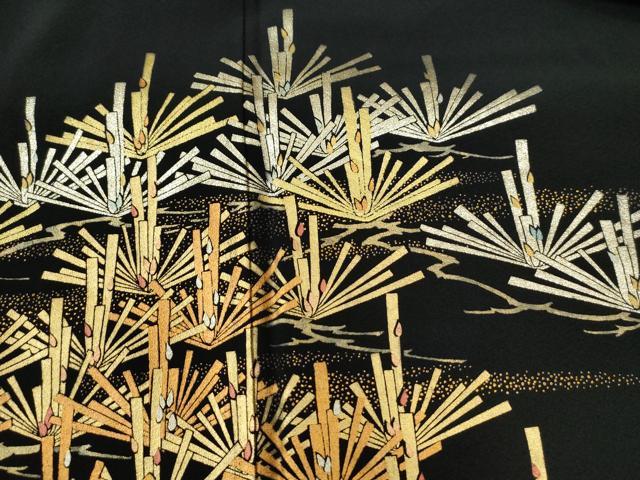 平和屋着物●金彩友禅　卓越技能者・名工・和田光正　黒留袖　浜松文　金彩　正絹　逸品　CABE3043yc
