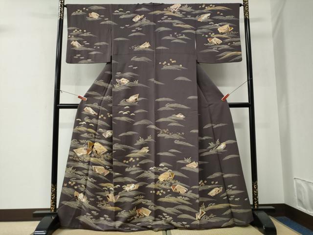 平和屋着物●訪問着　駒刺繍　竜田川冊子花鳥文　金彩　高島屋扱い　正絹　逸品　CABE3048yc