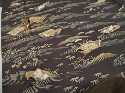 平和屋着物●訪問着　駒刺繍　竜田川冊子花鳥文　金彩　高島屋扱い　正絹　逸品　CABE3048yc