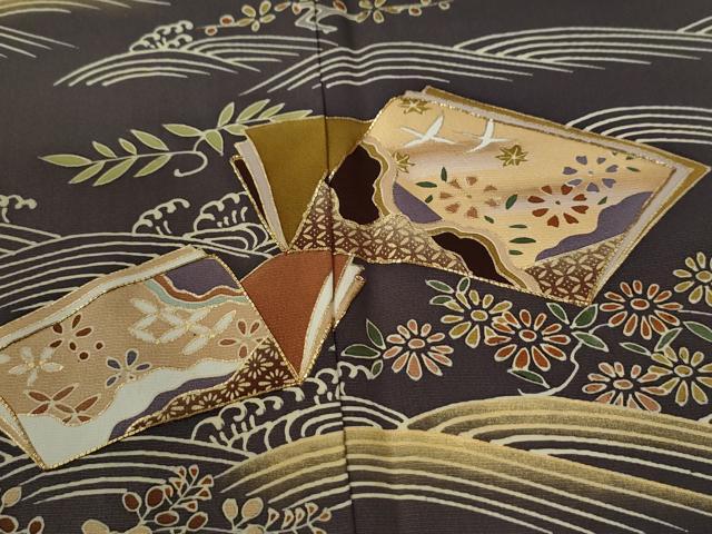 平和屋着物●訪問着　駒刺繍　竜田川冊子花鳥文　金彩　高島屋扱い　正絹　逸品　CABE3048yc