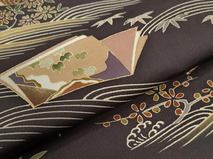 平和屋着物●訪問着　駒刺繍　竜田川冊子花鳥文　金彩　高島屋扱い　正絹　逸品　CABE3048yc