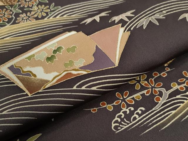 平和屋着物●訪問着　駒刺繍　竜田川冊子花鳥文　金彩　高島屋扱い　正絹　逸品　CABE3048yc