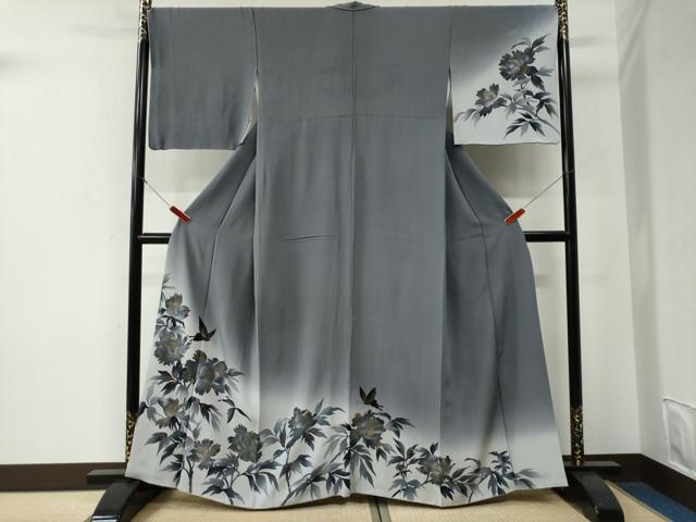 平和屋着物●訪問着　花蝶文　ラインストーン　暈し染め　金彩　ますいわ屋扱い　正絹　逸品　CABE3049yc