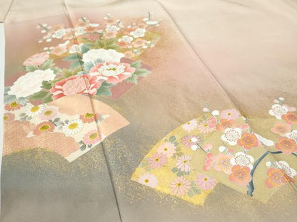 平和屋着物●京友禅の第一人者　松井青々　色留袖　駒刺繍　地紙草花文　暈し染め　金彩　正絹　逸品　CABE3052yc