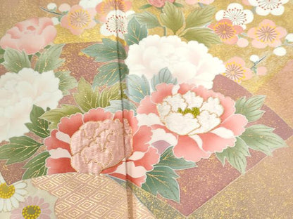 平和屋着物●京友禅の第一人者　松井青々　色留袖　駒刺繍　地紙草花文　暈し染め　金彩　正絹　逸品　CABE3052yc