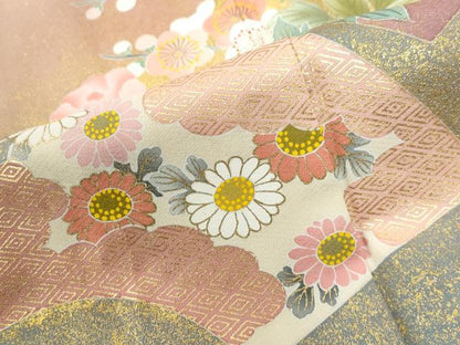 平和屋着物●京友禅の第一人者　松井青々　色留袖　駒刺繍　地紙草花文　暈し染め　金彩　正絹　逸品　CABE3052yc