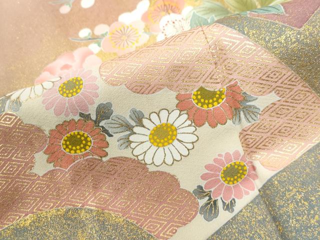 平和屋着物●京友禅の第一人者　松井青々　色留袖　駒刺繍　地紙草花文　暈し染め　金彩　正絹　逸品　CABE3052yc