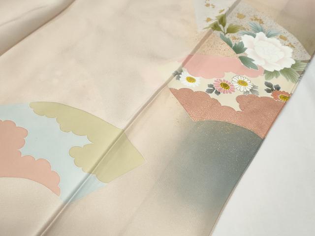 平和屋着物●京友禅の第一人者　松井青々　色留袖　駒刺繍　地紙草花文　暈し染め　金彩　正絹　逸品　CABE3052yc