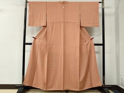 平和屋着物●本草木染作家　瑞寶　色無地　紋意匠　宍色　正絹　逸品　CABE3054yc