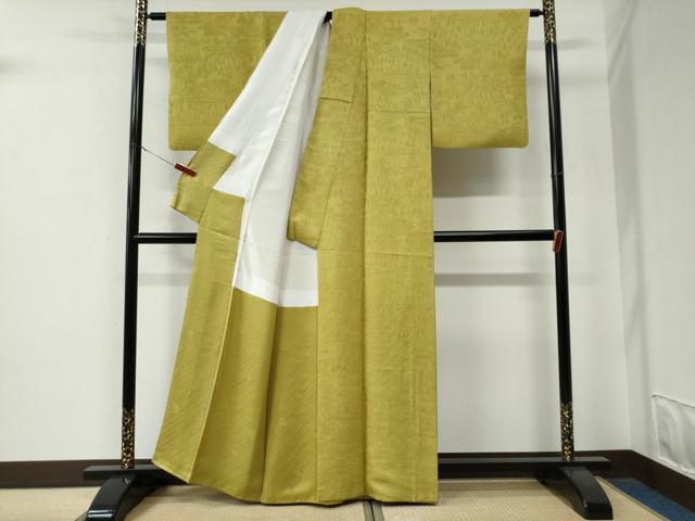 平和屋着物●上質な色無地　樹林人物風景地紋　枇杷色　正絹　逸品　CABE3055yc