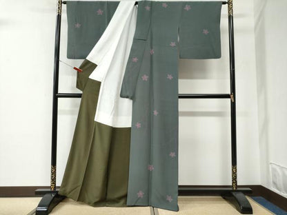 平和屋着物●世界的人形師　辻村寿三郎　ジュサブロー　小紋　舞花文　正絹　逸品　CABE3056yc