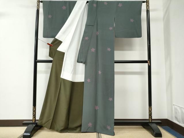 平和屋着物●世界的人形師　辻村寿三郎　ジュサブロー　小紋　舞花文　正絹　逸品　CABE3056yc