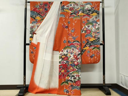 平和屋着物●豪華振袖　紅型　御所解鴛鴦花松文　正絹　逸品　CABE3058yc