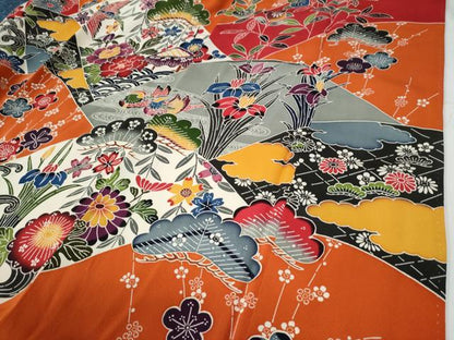 平和屋着物●豪華振袖　紅型　御所解鴛鴦花松文　正絹　逸品　CABE3058yc