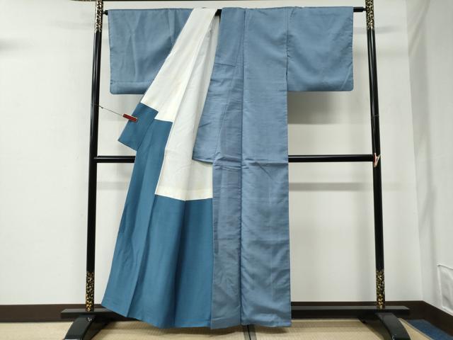 平和屋着物●結城紬　色無地　薄花色　正絹　逸品　CABE3061yc