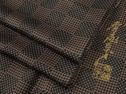 平和屋着物●染色作家　斉藤三才　小紋　市松吉祥文　正絹　逸品　CABE3063yc