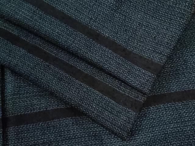 平和屋着物●結城紬　100亀甲　横縞　正絹　逸品　CABE3066yc